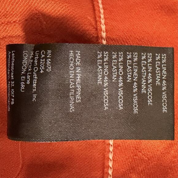 Anthropologie Maeve The Colette Cropped Linen Orange Wide Leg Pants - Picture 8 of 8